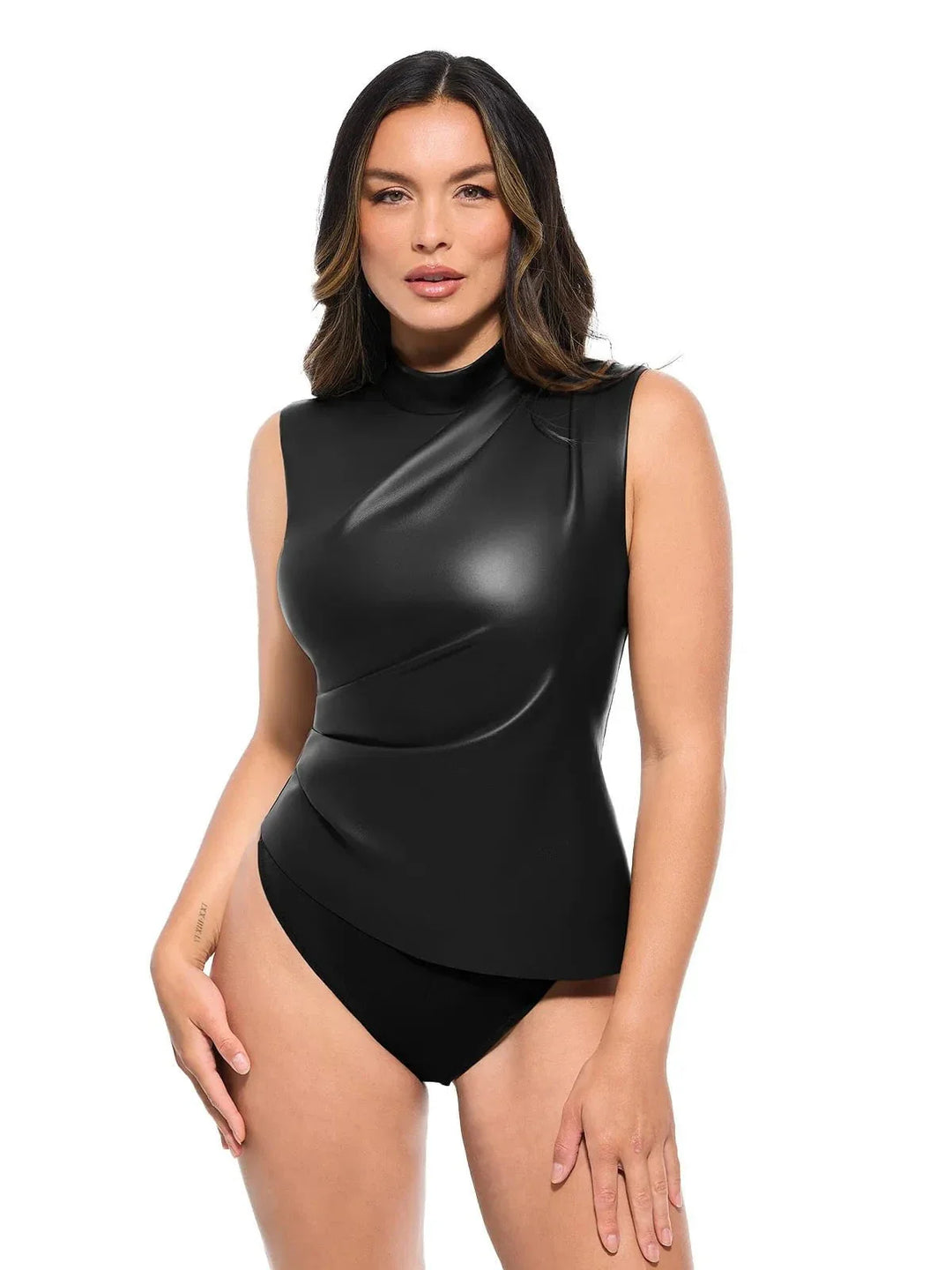 Zoë Ella™ | Sculpting 3-in-1 Faux Leather Bodysuit