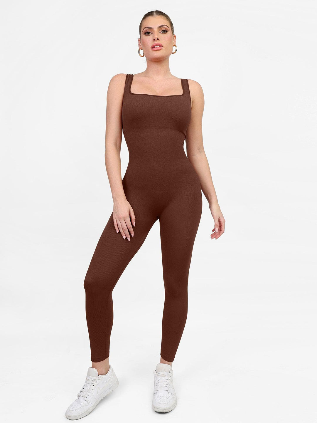 Zoë Ella™ | Shapewear Seamless Square Neck Tank Workout Jumpsuit