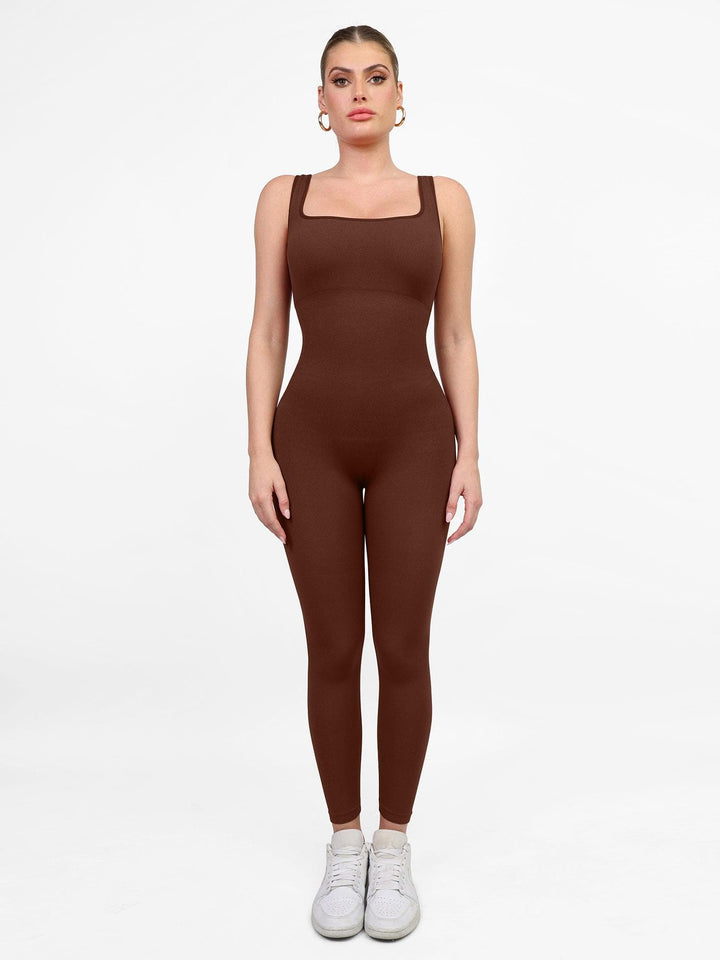 Zoë Ella™ | Shapewear Seamless Square Neck Tank Workout Jumpsuit