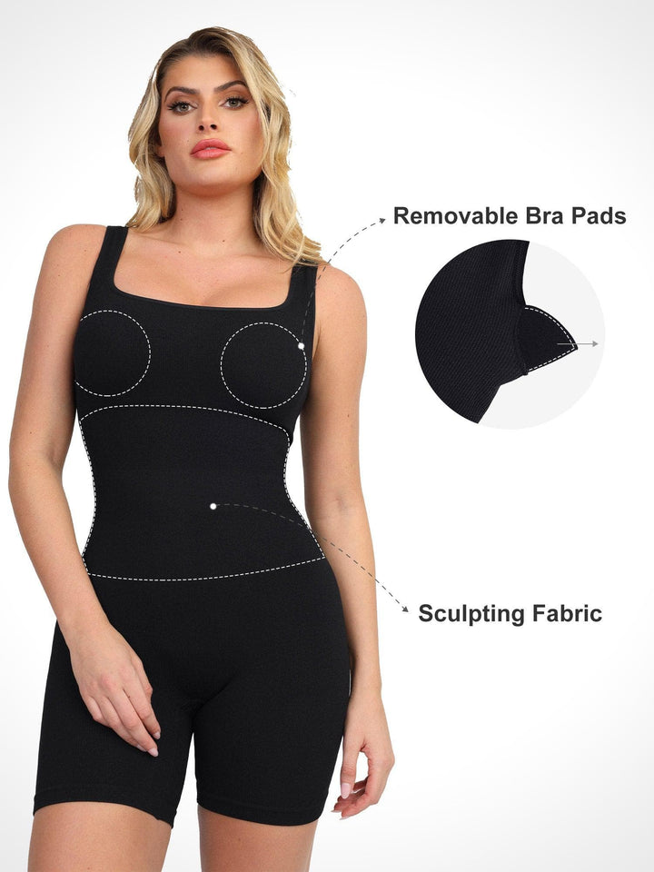 Zoë Ella™ | Shapewear Seamless Square Neck Smoothing Sport Romper