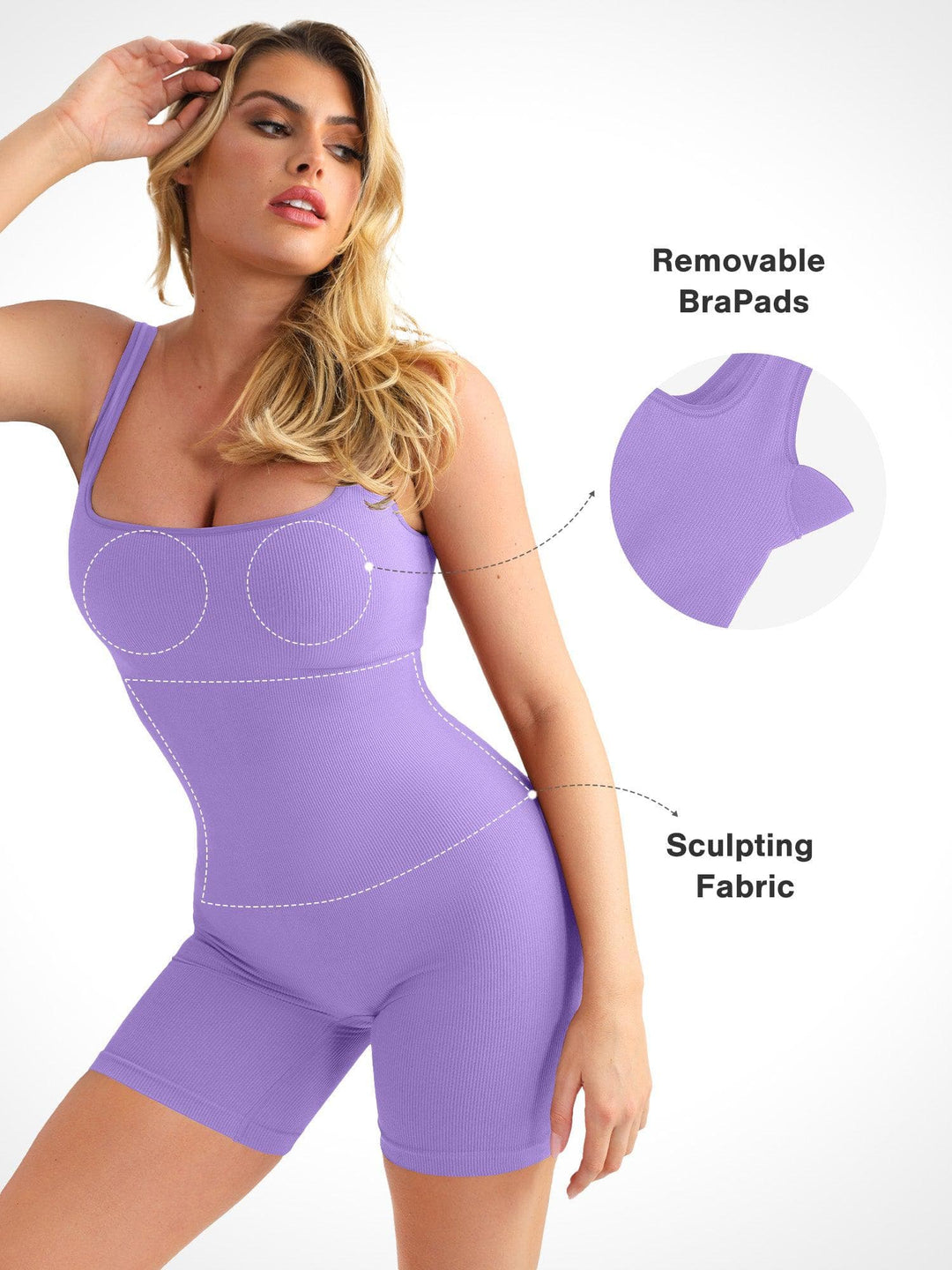 Zoë Ella™ | Shapewear Seamless Square Neck Smoothing Sport Romper