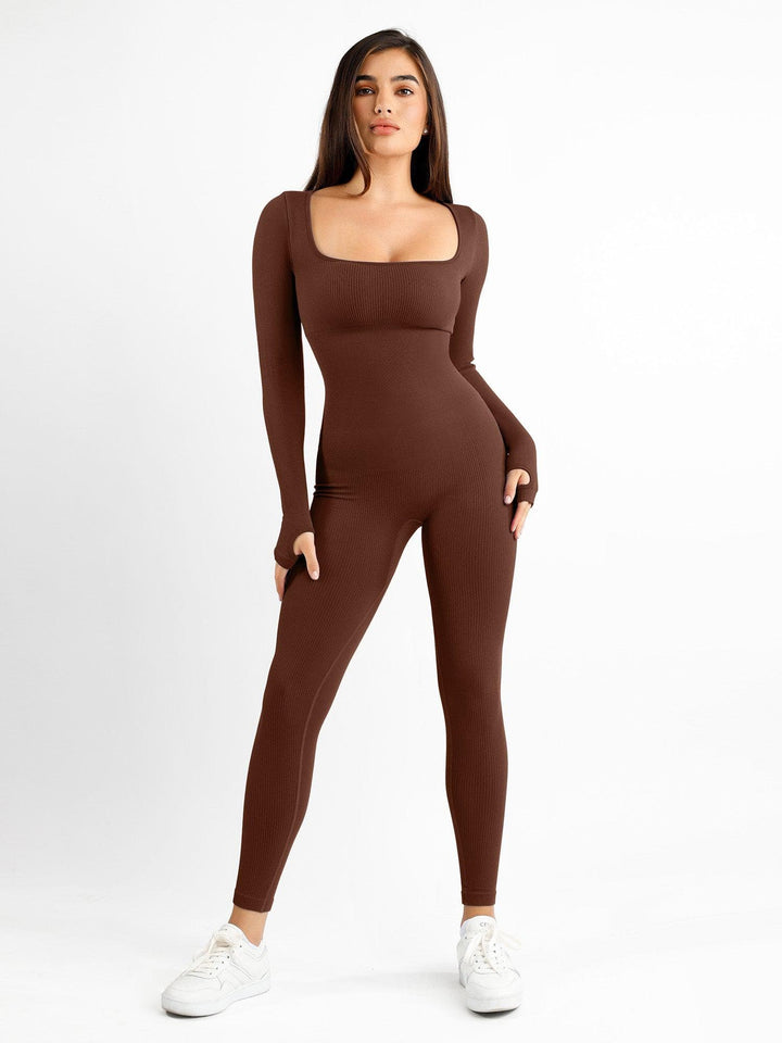 Zoë Ella™ | Shapewear Seamless Thumb Hole Long Sleeve Jumpsuit
