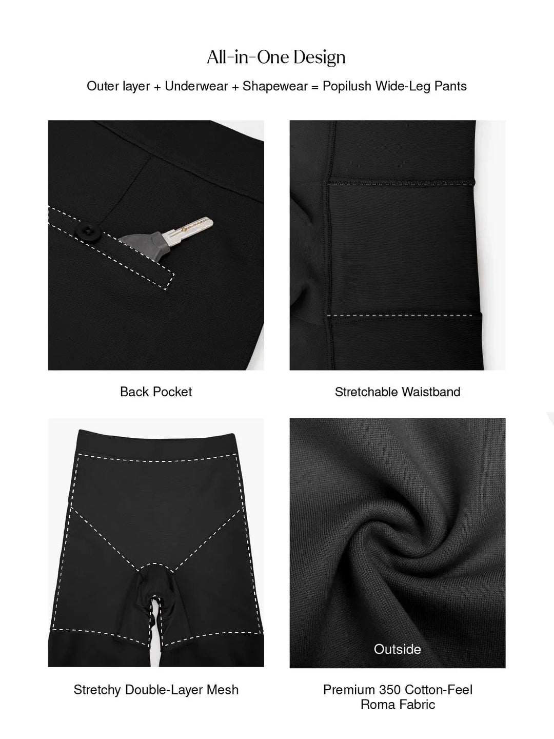 Zoë Ella™ | Shapewear Executive High Waisted Wide-Leg Ponte Pants