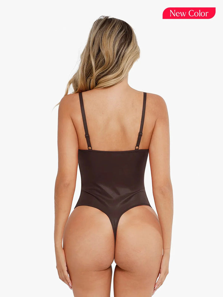 Zoë Ella™ | Shapewear Faux Leather Plunging V Sculpting Corset Bodysuit