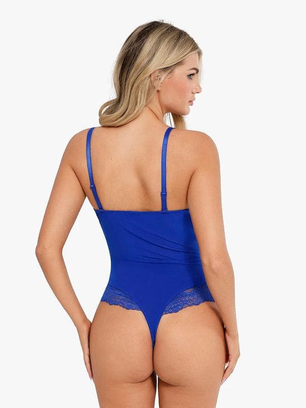 Zoë Ella™ | Shapewear Lace Deep V-Neck Sculpting Thong Bodysuit