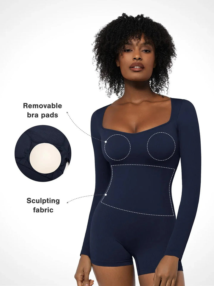 Zoë Ella™ | Shapewear Long Sleeve Sweetheart Neck Tummy Control Romper