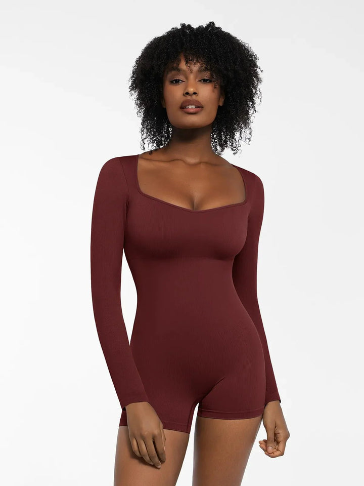 Zoë Ella™ | Shapewear Long Sleeve Sweetheart Neck Tummy Control Romper