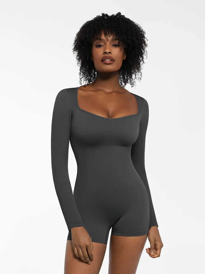 Zoë Ella™ | Shapewear Long Sleeve Sweetheart Neck Tummy Control Romper