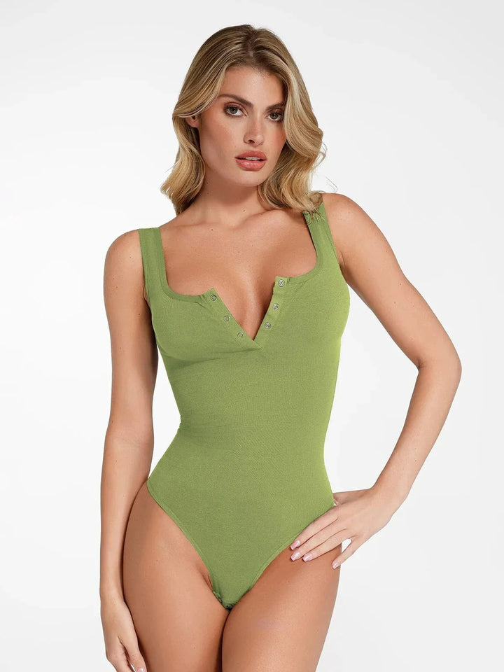 Zoë Ella™ | Shapewear Seamless Modal Henley Tank Bodysuit