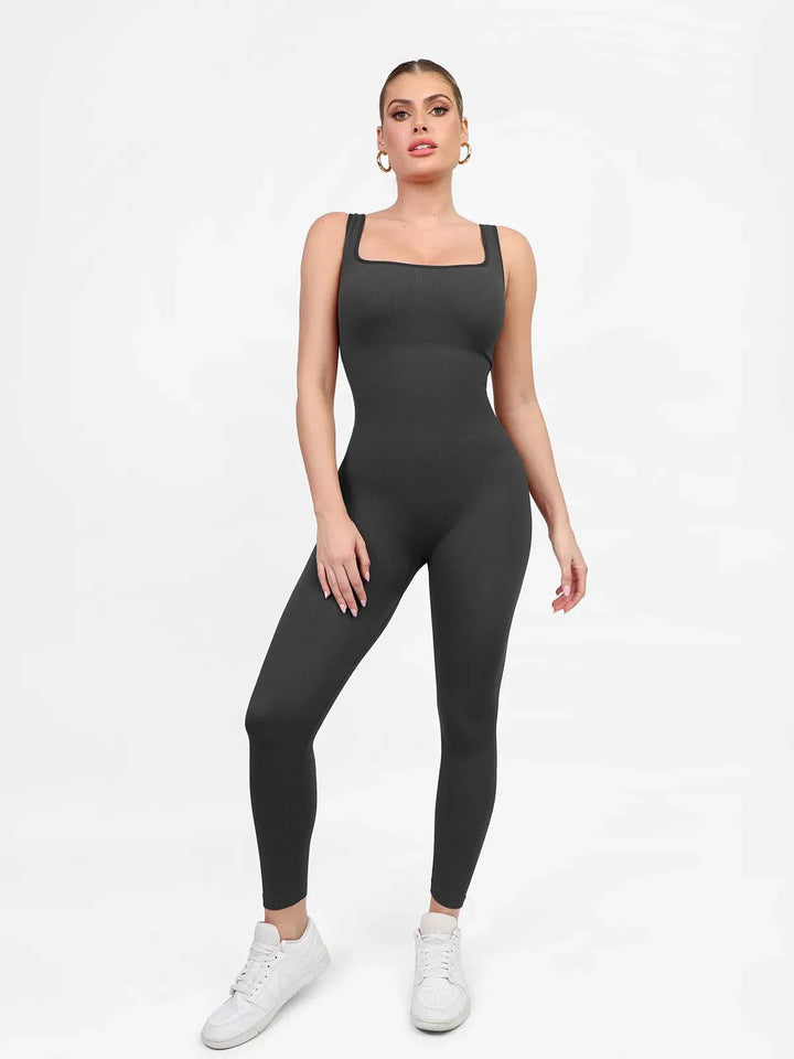 Zoë Ella™ | Shapewear Seamless Square Neck Tank Workout Jumpsuit