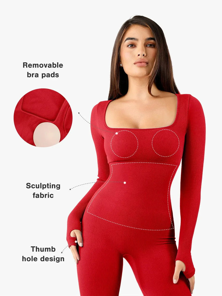 Zoë Ella™ | Shapewear Seamless Thumb Hole Long Sleeve Jumpsuit