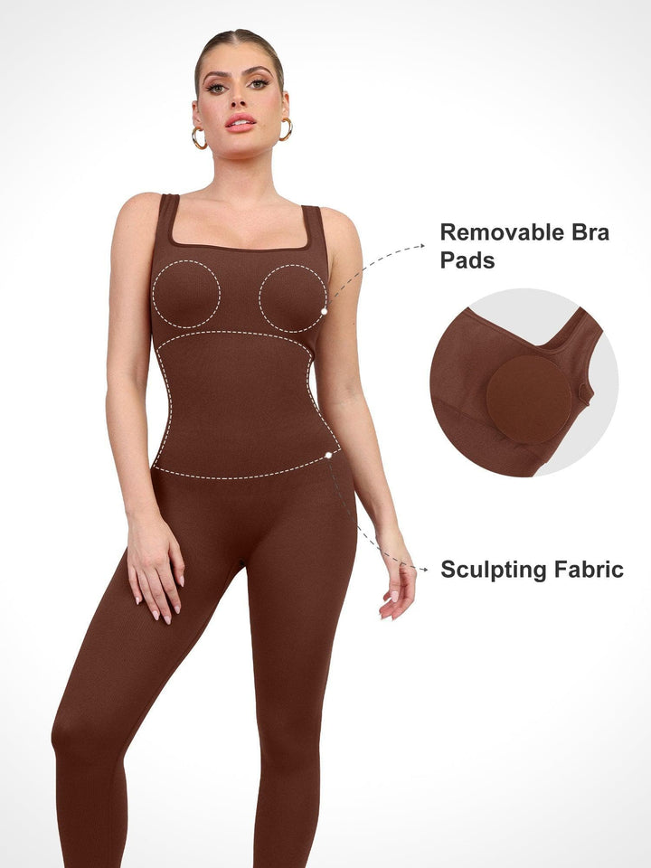 Zoë Ella™ | Shapewear Seamless Long Sleeve & Square Neck Sleeveless Jumpsuits