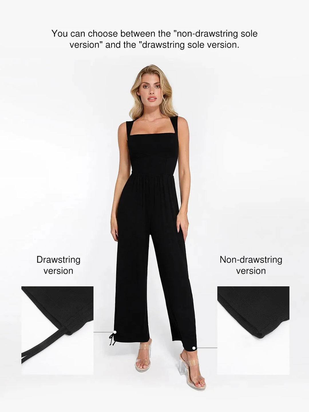 Zoë Ella™ | Shapewear Square Neck Tummy Control Wide Leg Jumpsuit
