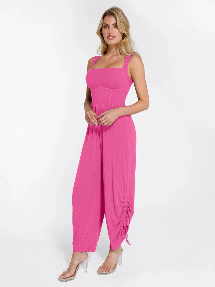 Zoë Ella™ | Shapewear Square Neck Tummy Control Wide Leg Jumpsuit