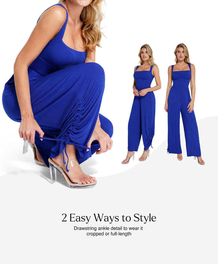 Zoë Ella™ | Shapewear Square Neck Tummy Control Wide Leg Jumpsuit