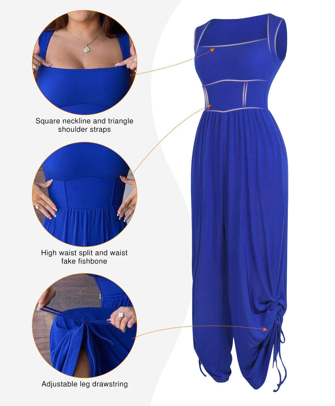 Zoë Ella™ | Shapewear Square Neck Tummy Control Wide Leg Jumpsuit