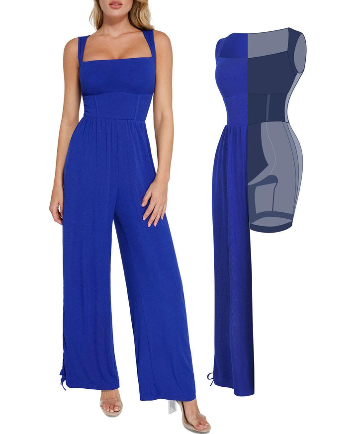 Zoë Ella™ | Shapewear Square Neck Tummy Control Wide Leg Jumpsuit