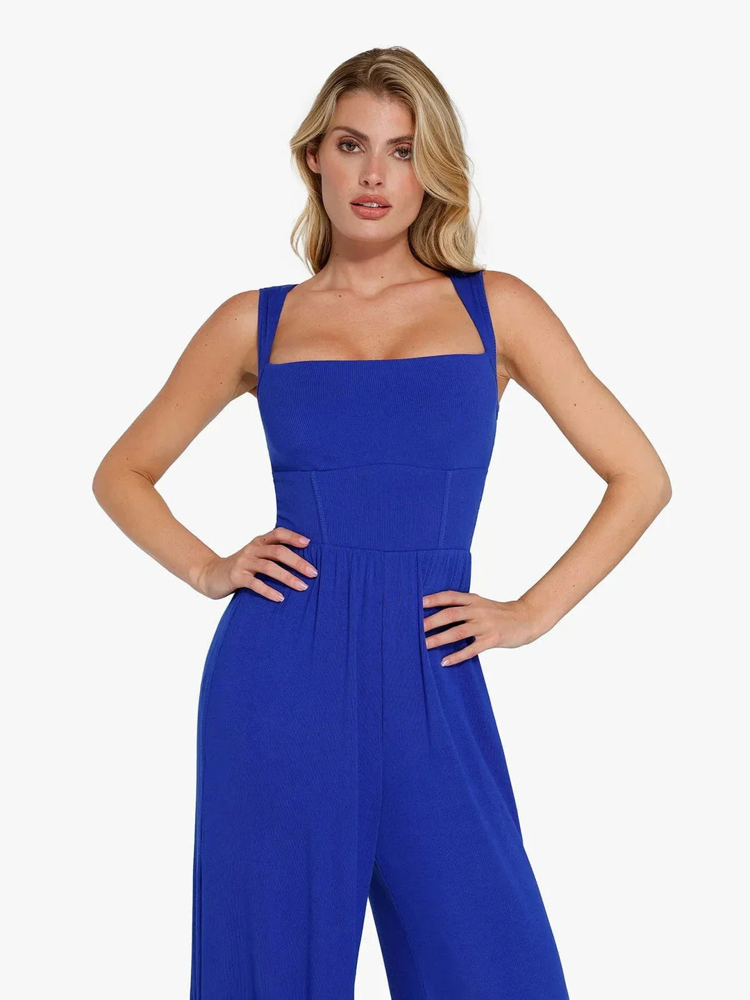 Zoë Ella™ | Shapewear Square Neck Tummy Control Wide Leg Jumpsuit