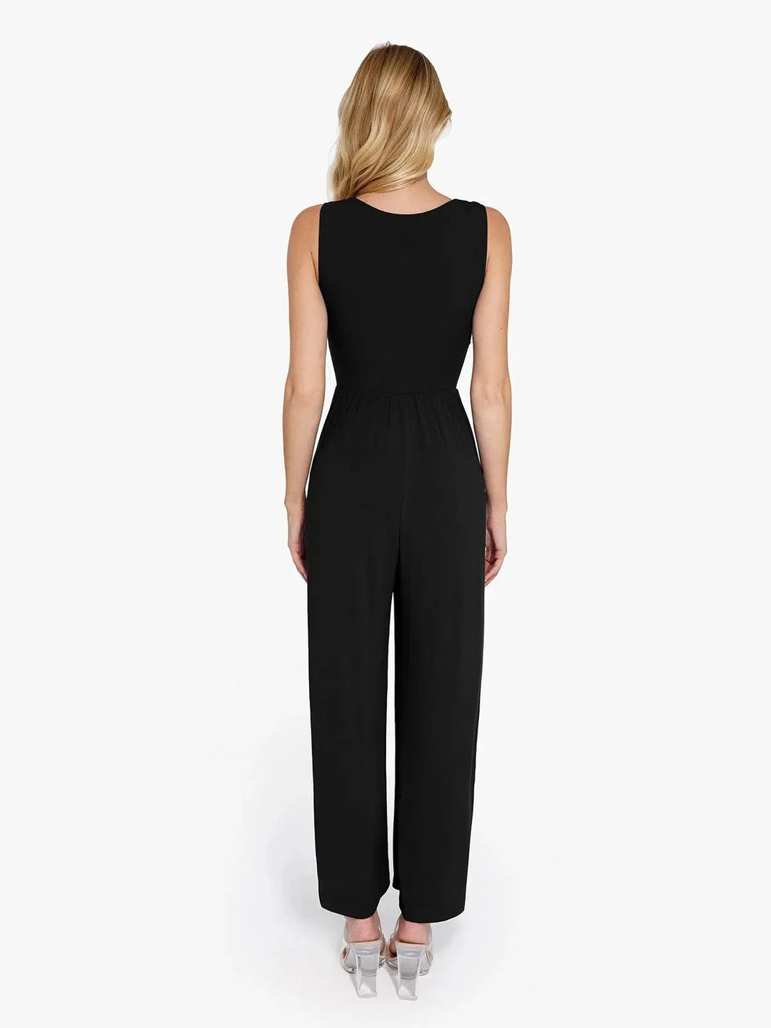 Zoë Ella™ | Shapewear Square Neck Tummy Control Wide Leg Jumpsuit