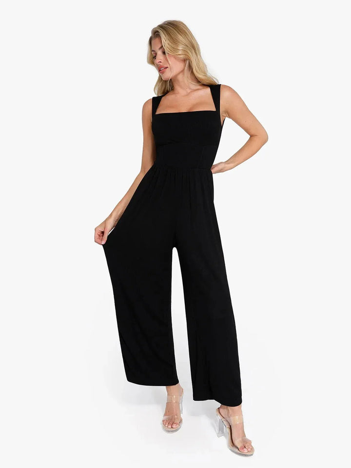 Zoë Ella™ | Shapewear Square Neck Tummy Control Wide Leg Jumpsuit