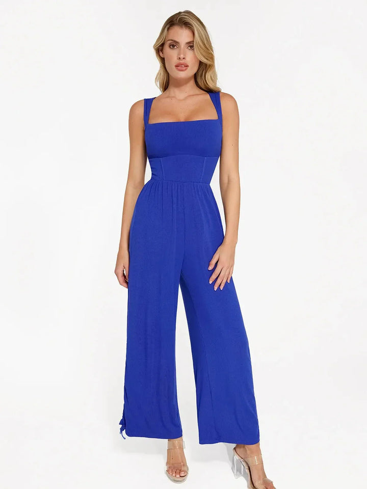 Zoë Ella™ | Shapewear Square Neck Tummy Control Wide Leg Jumpsuit