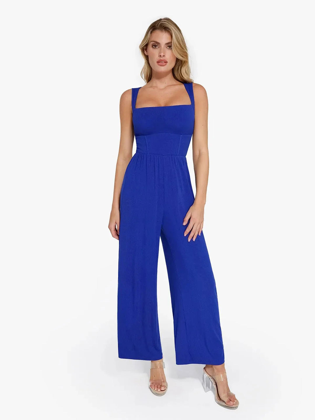 Zoë Ella™ | Shapewear Square Neck Tummy Control Wide Leg Jumpsuit