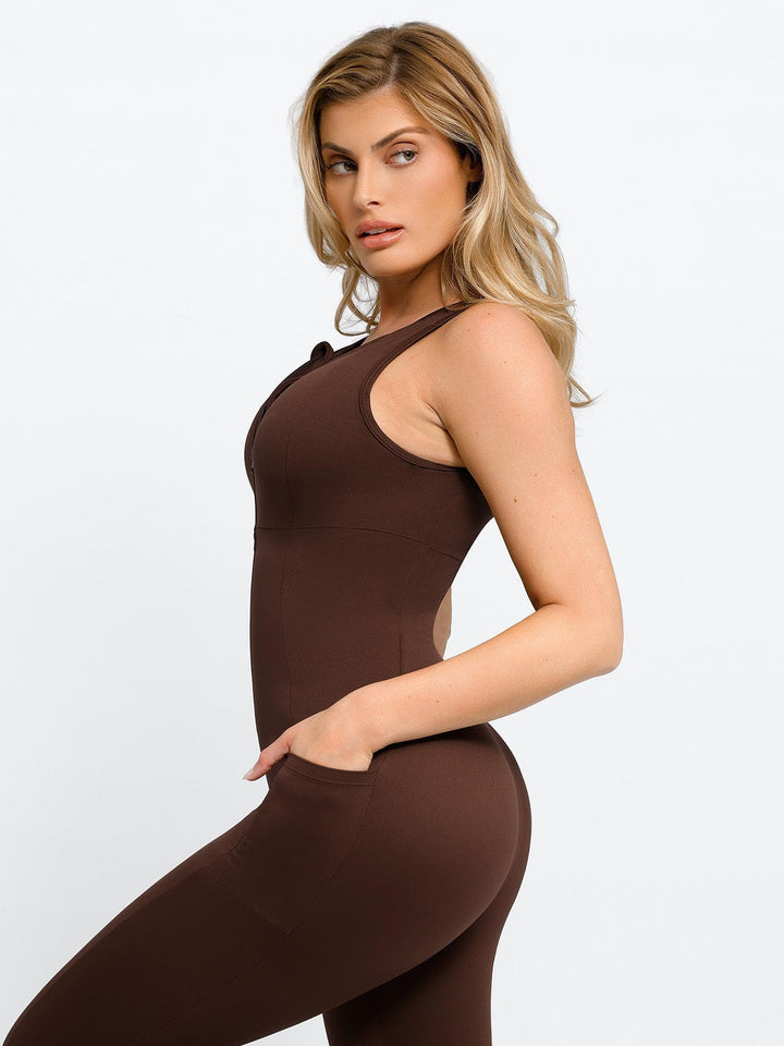 Zoë Ella™ | Shapewear Sleeveless Body-Sculpting Zip Front Jumpsuit