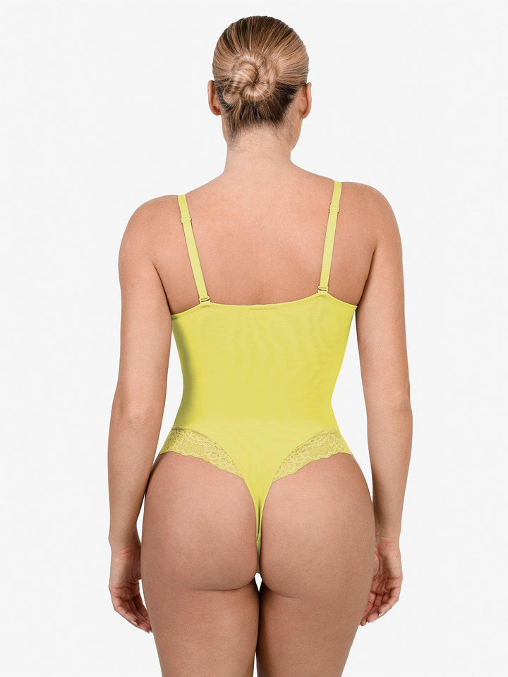 Zoë Ella™ | Shapewear Lace Deep V-Neck Sculpting Thong Bodysuit