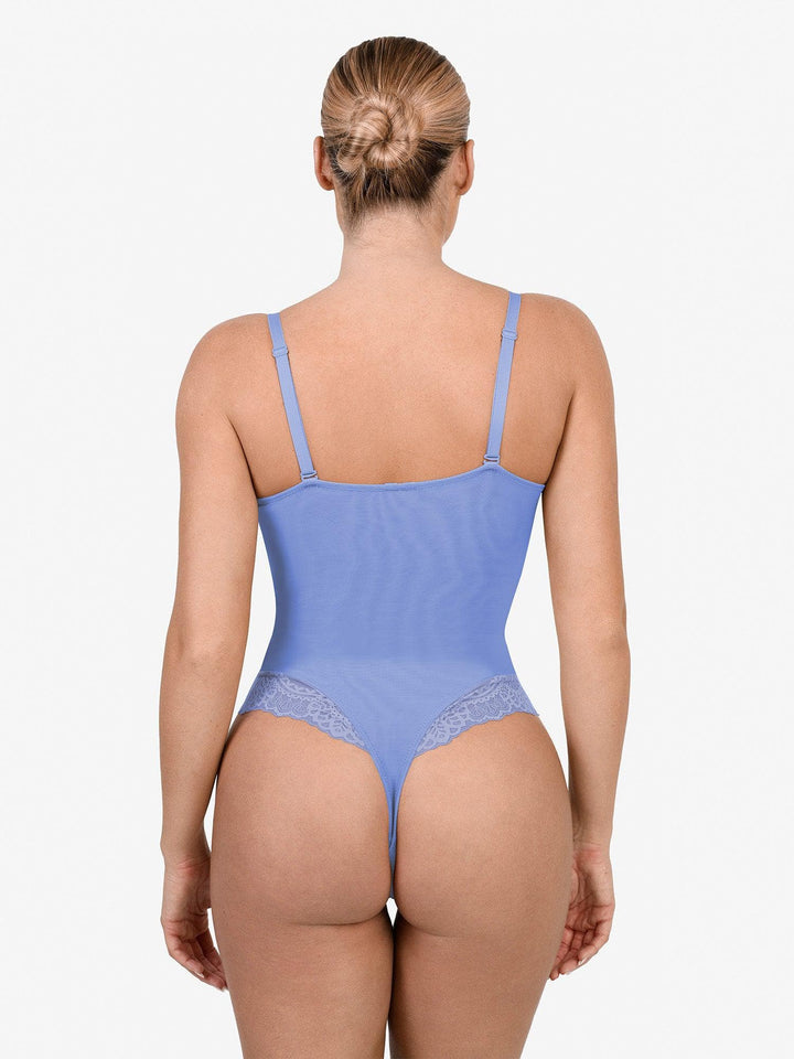 Zoë Ella™ | Shapewear Lace Deep V-Neck Sculpting Thong Bodysuit