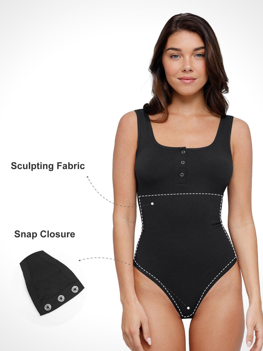 Zoë Ella™ | Shapewear Seamless Modal Henley Tank Bodysuit