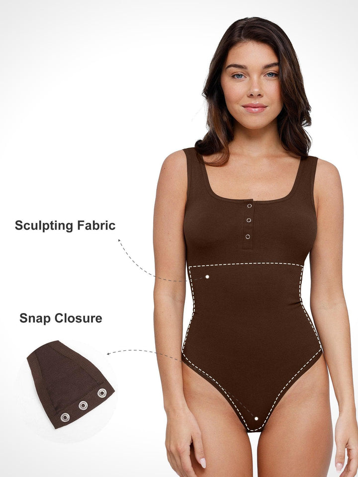 Zoë Ella™ | Shapewear Seamless Modal Henley Tank Bodysuit