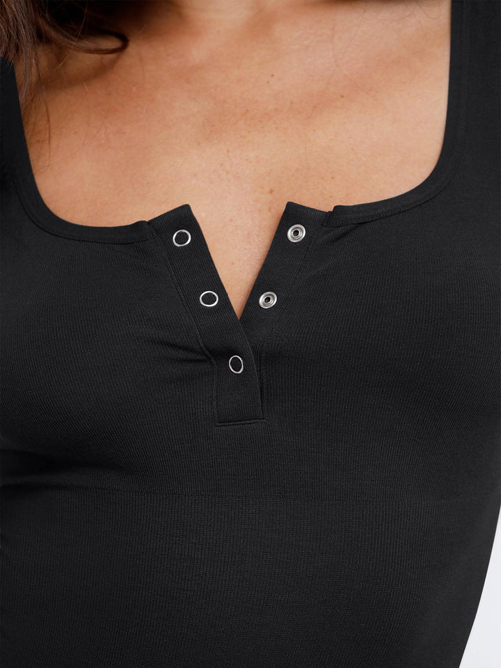 Zoë Ella™ | Shapewear Seamless Modal Henley Tank Bodysuit