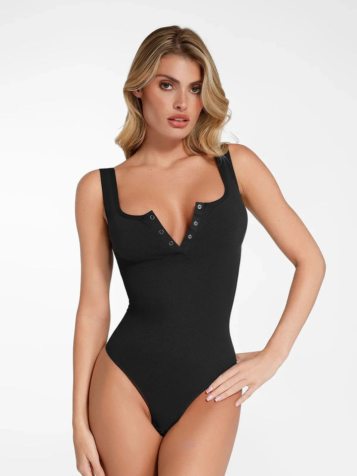 Zoë Ella™ | Shapewear Seamless Modal Henley Tank Bodysuit