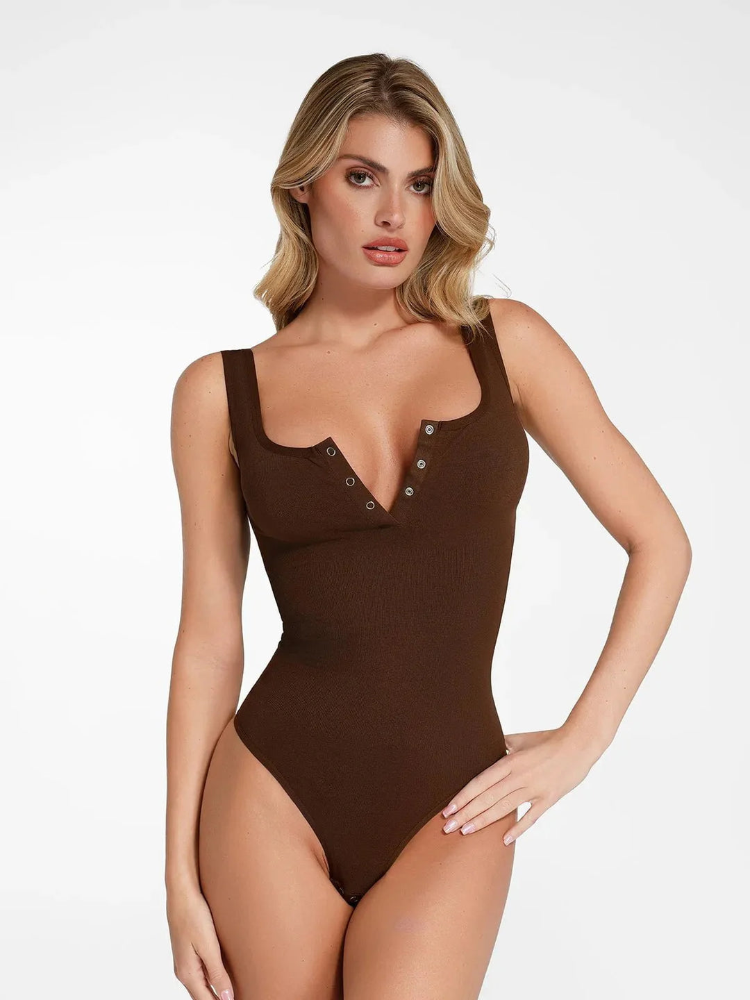 Zoë Ella™ | Shapewear Seamless Modal Henley Tank Bodysuit