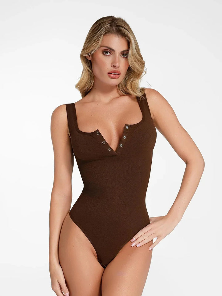 Zoë Ella™ | Shapewear Seamless Modal Henley Tank Bodysuit