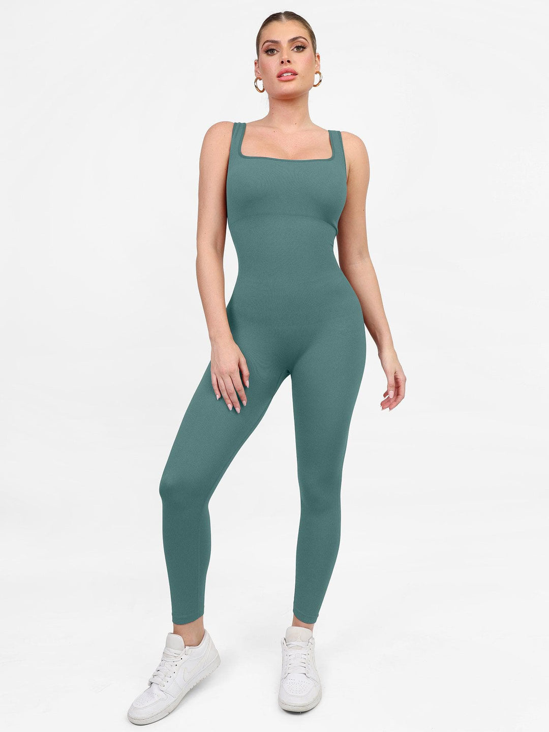 Zoë Ella™ | Shapewear Seamless Square Neck Tank Workout Jumpsuit