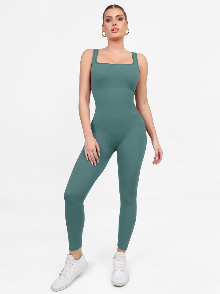 Zoë Ella™ | Shapewear Seamless Square Neck Tank Workout Jumpsuit