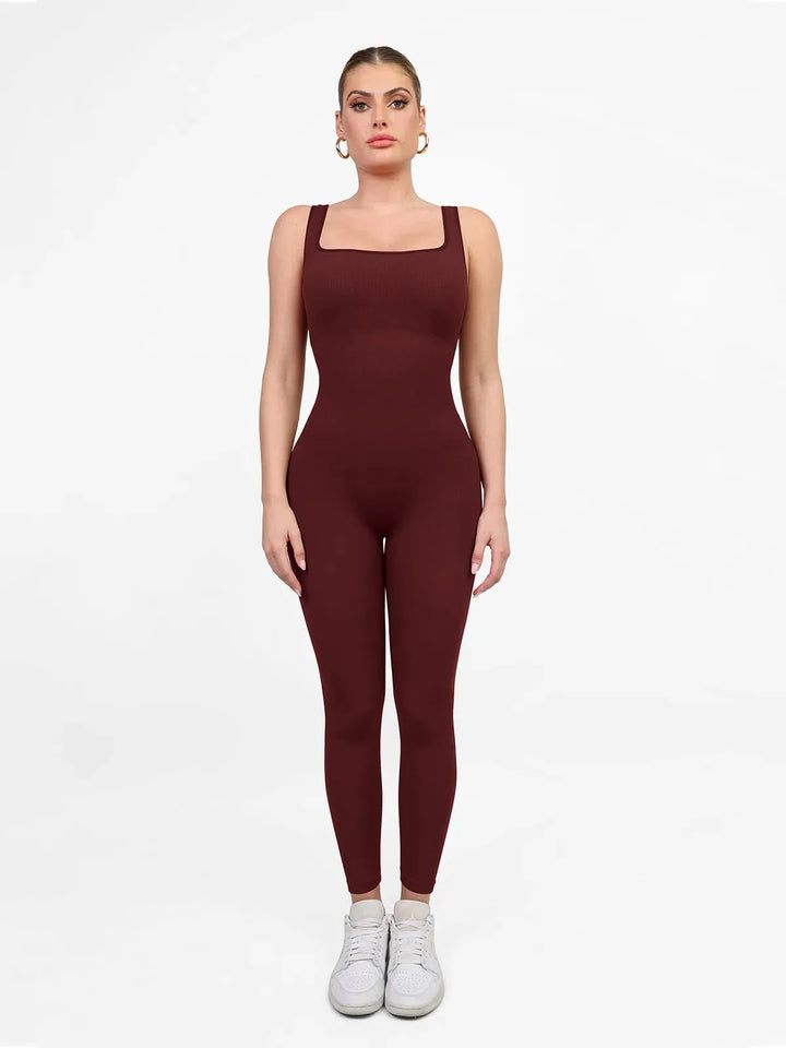 Zoë Ella™ | Shapewear Seamless Square Neck Tank Workout Jumpsuit
