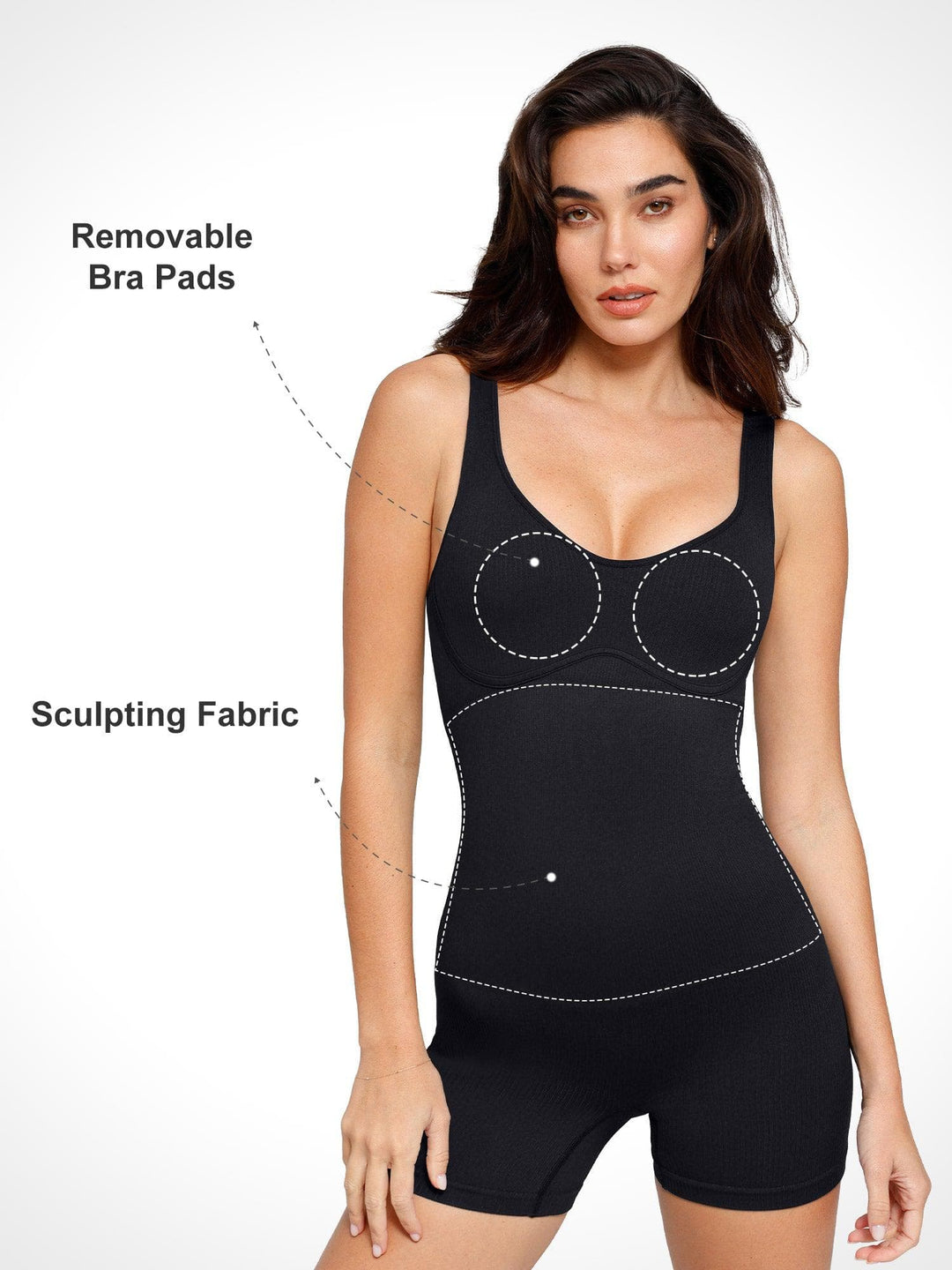 Zoë Ella™ | Shapewear Seamless Rib V-Neck Romper