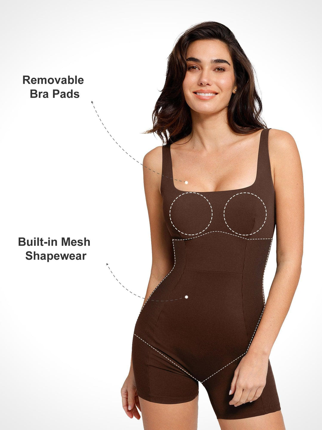 Zoë Ella™ | Shapewear Square Neck Strappy Romper