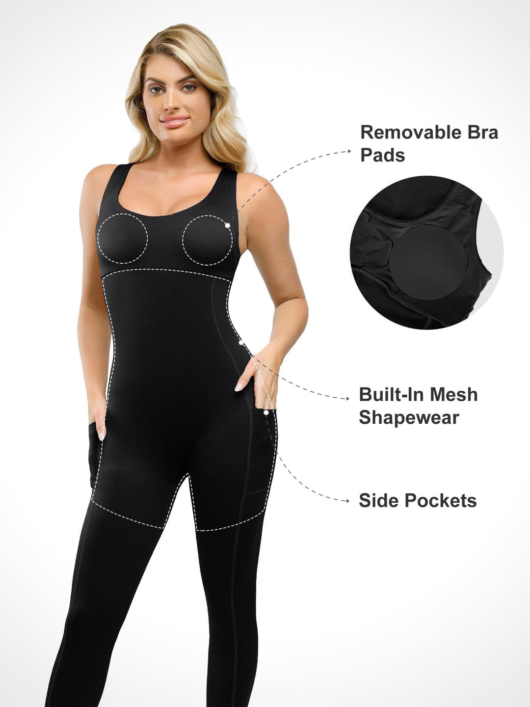 Zoë Ella™ | Shapewear U-Neck Thigh Slimming Butt Lift Jumpsuit