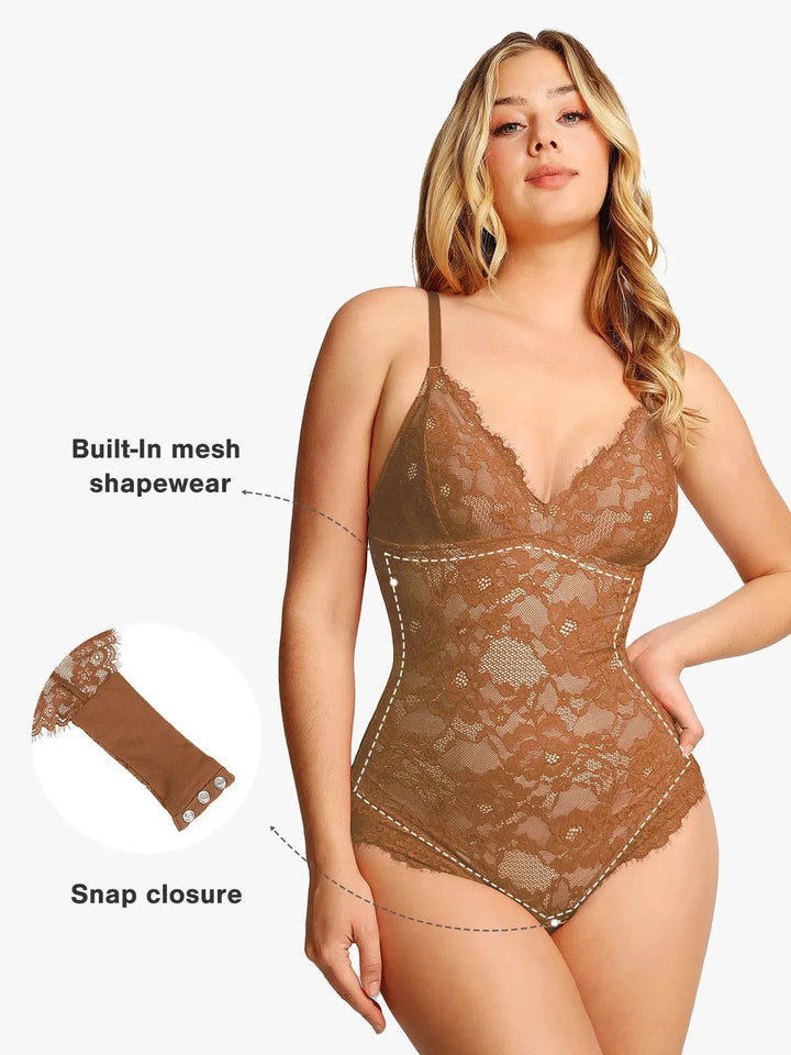 Zoë Ella™ | Shapewear Firm Control Smoothing Full Lace Thong Bodysuit