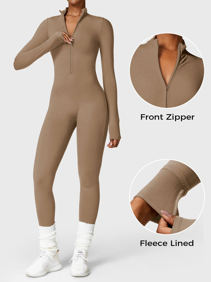 Zoë Ella™ |Belle Fleece Long Sleeve Zipper Jumpsuit