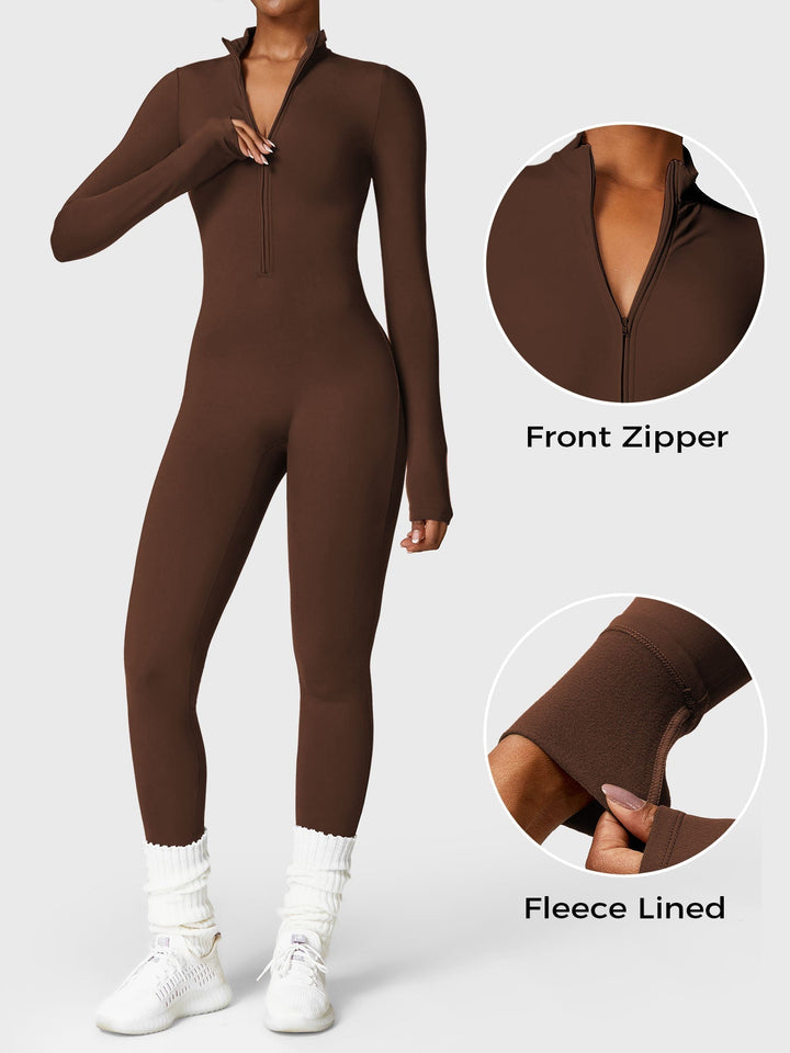 Zoë Ella™ |Belle Fleece Long Sleeve Zipper Jumpsuit