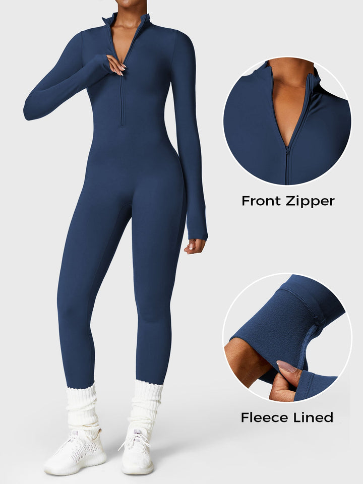 Zoë Ella™ |Belle Fleece Long Sleeve Zipper Jumpsuit